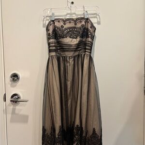 David's Bridal Cream Satin Gown